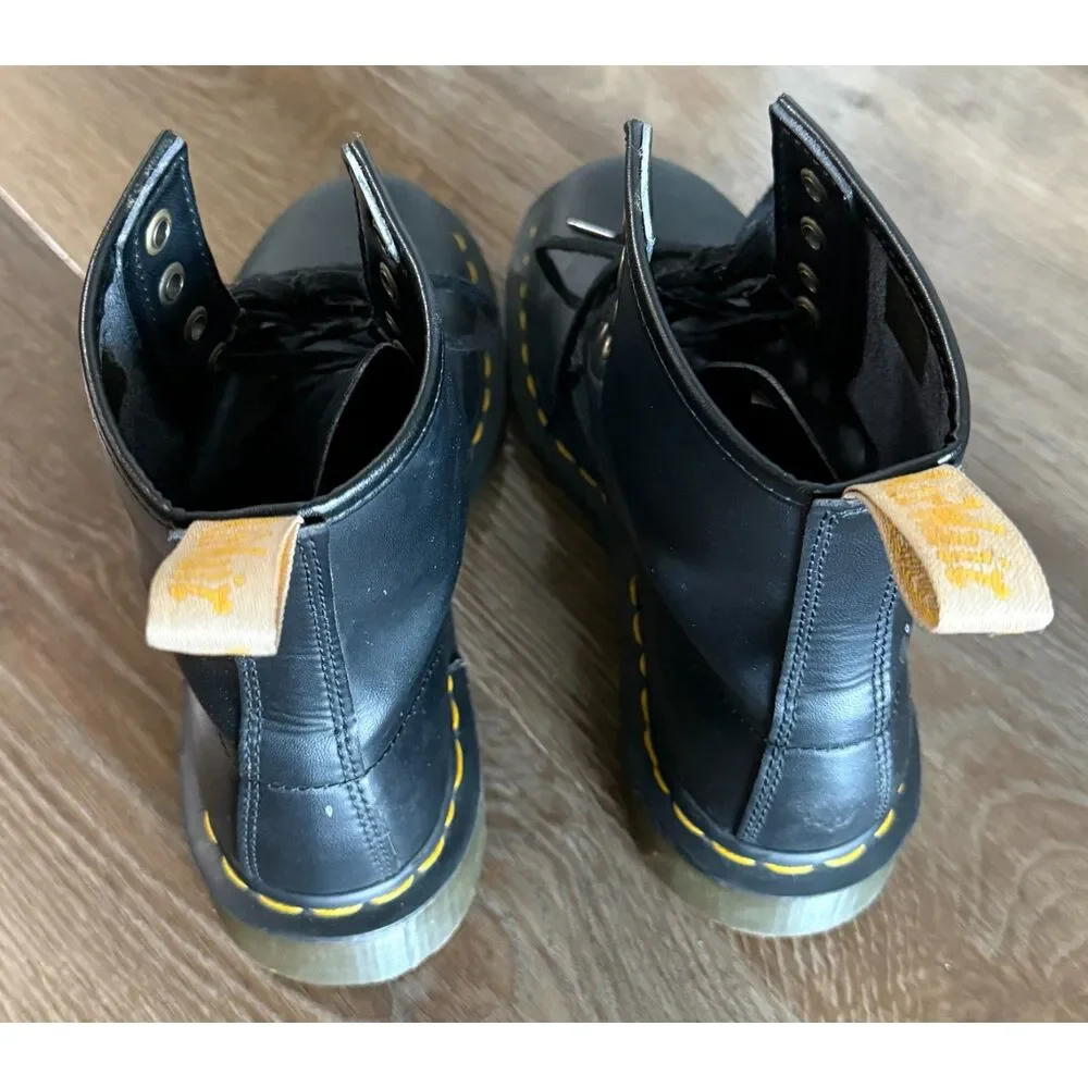 Dr. Martens 1460 Felix Black Vegan Leather 8-Eye Combat Boots US 6